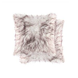 Luxe Home Decor Belton Faux Fur Pillow | 2-Piece | Gradient chocolate | 18"x18"